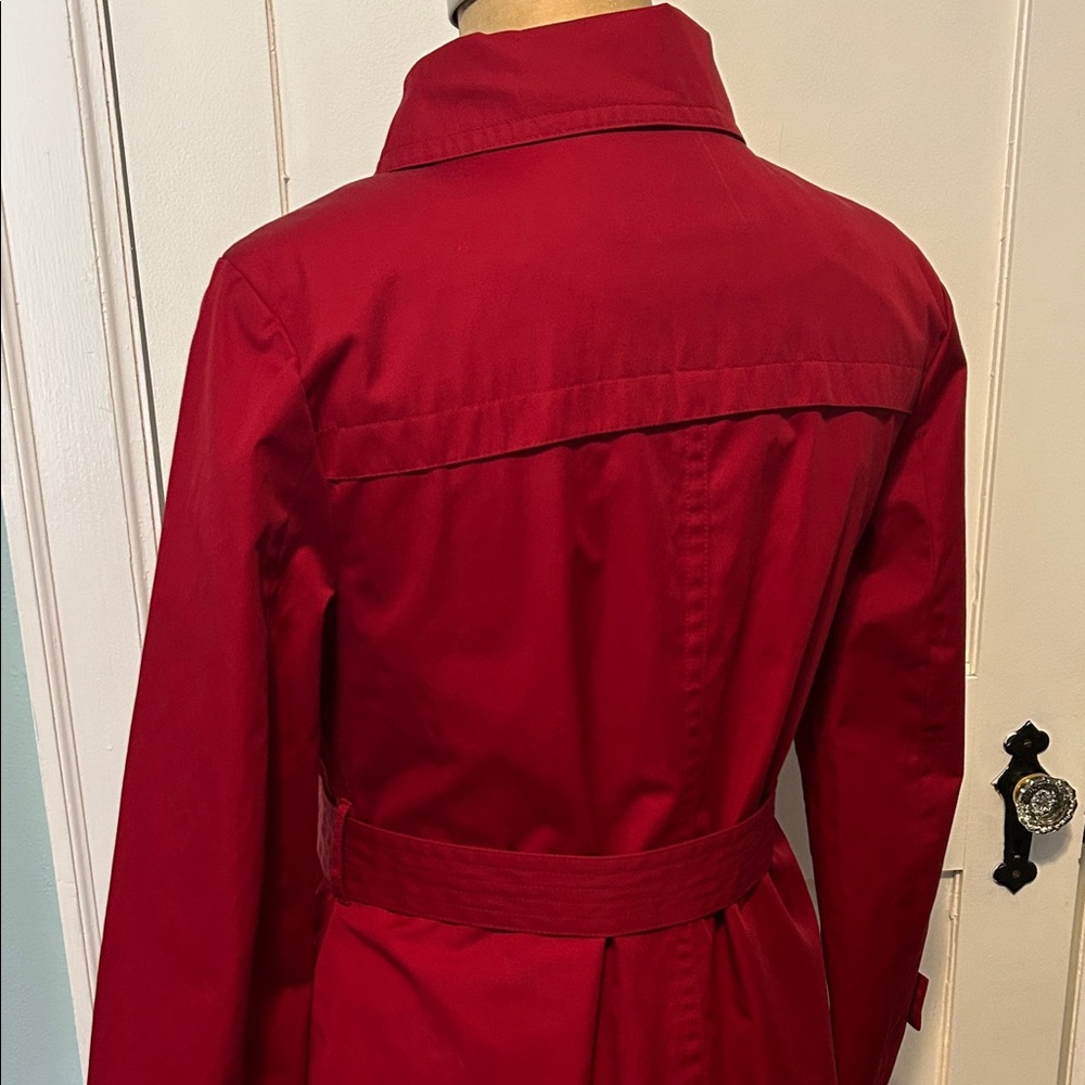 MICHAEL Michael Kors Red Double-Breasted Trench Coat with Belt - Picture 6 of 9